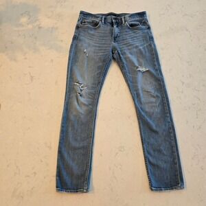 Banana Republic Mens Skinny Fit Distressed Ripped Blue Denim Jeans 32x32